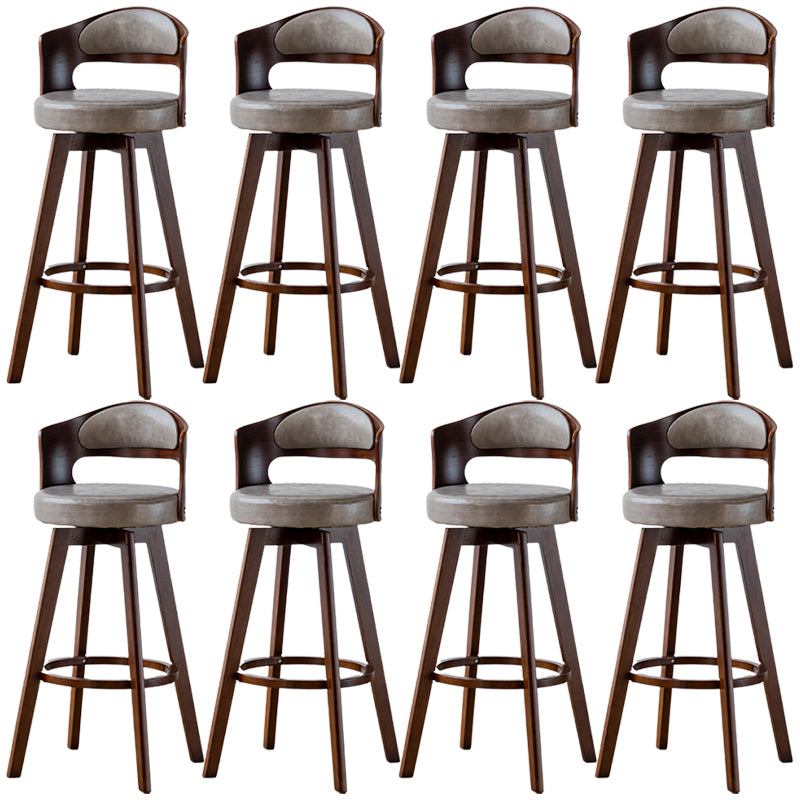 Low Back Dining Stools Round Armless Bar Stools with Wood Base