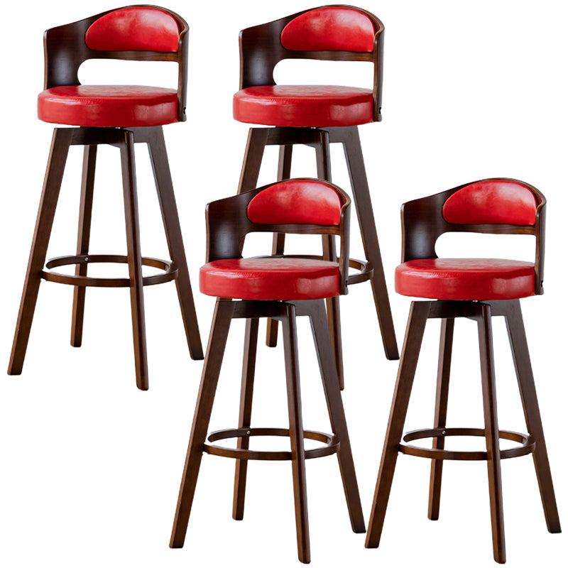 Low Back Dining Stools Round Armless Bar Stools with Wood Base