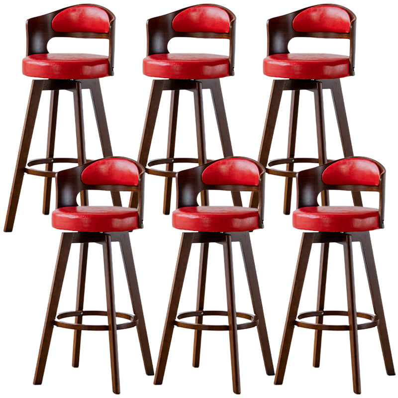 Low Back Dining Stools Round Armless Bar Stools with Wood Base