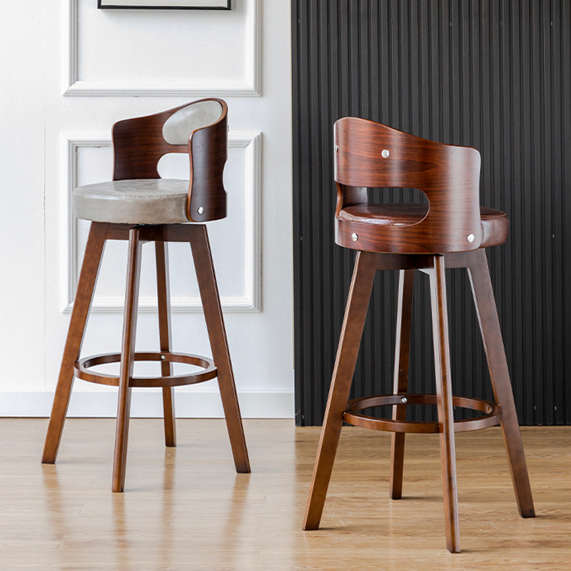 Low Back Dining Stools Round Armless Bar Stools with Wood Base