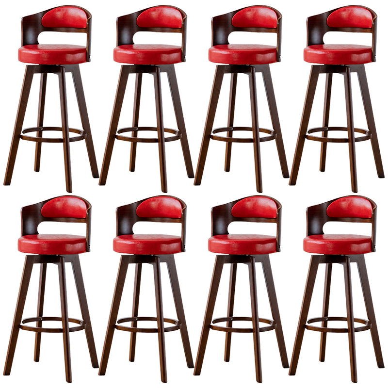 Low Back Dining Stools Round Armless Bar Stools with Wood Base