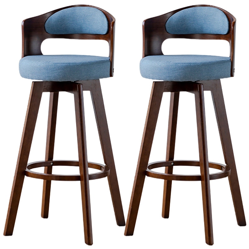 Low Back Dining Stools Round Armless Bar Stools with Wood Base