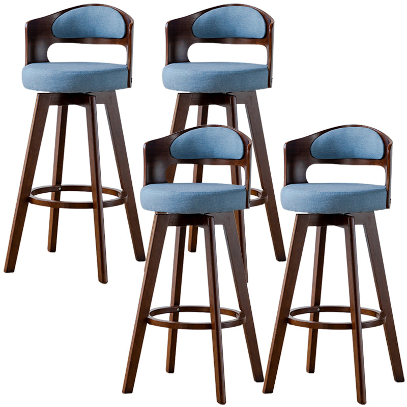 Low Back Dining Stools Round Armless Bar Stools with Wood Base