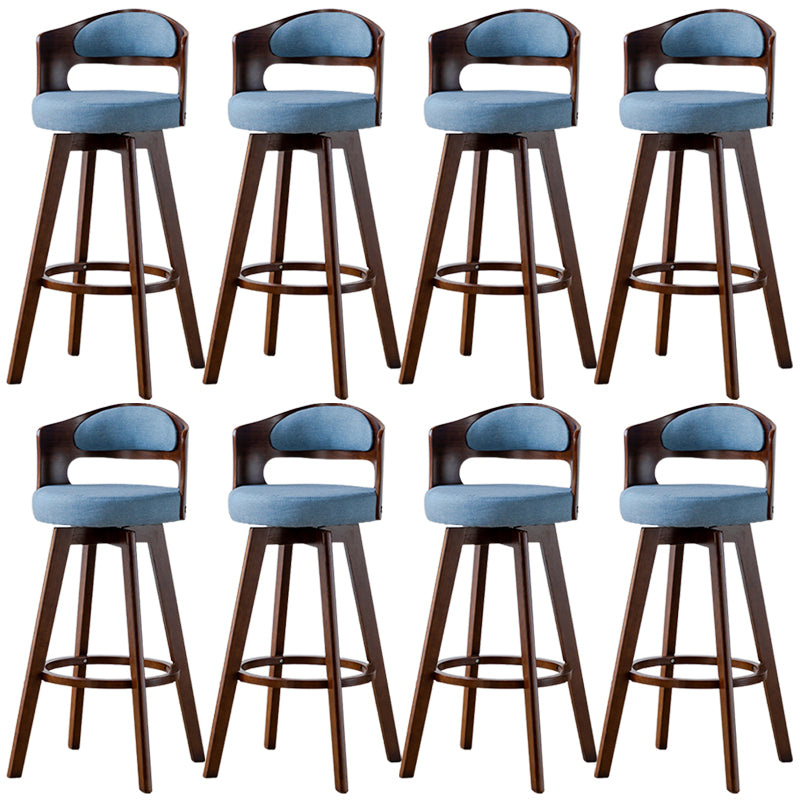Low Back Dining Stools Round Armless Bar Stools with Wood Base