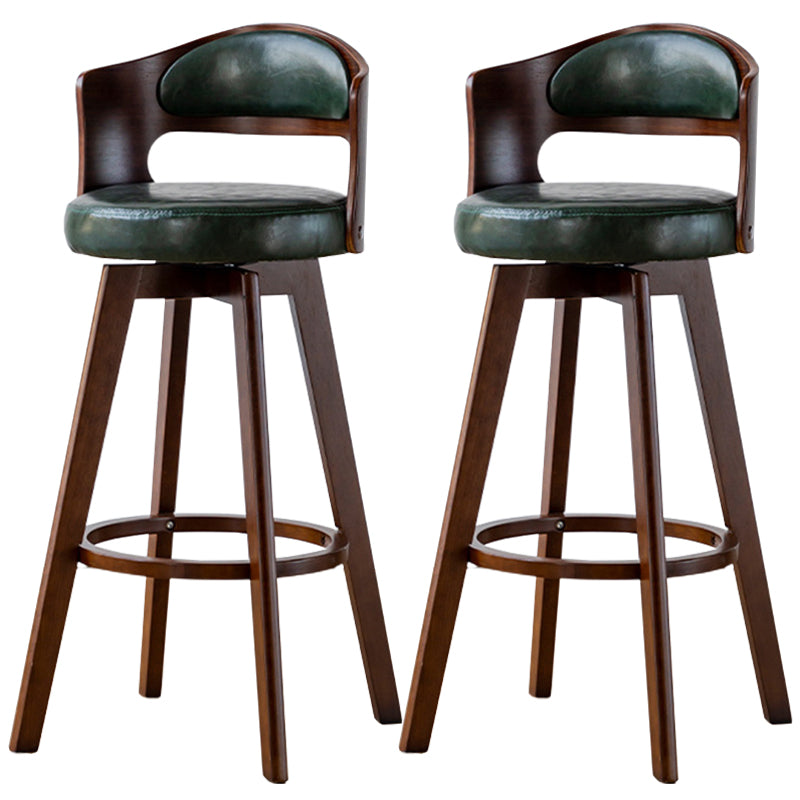 Low Back Dining Stools Round Armless Bar Stools with Wood Base