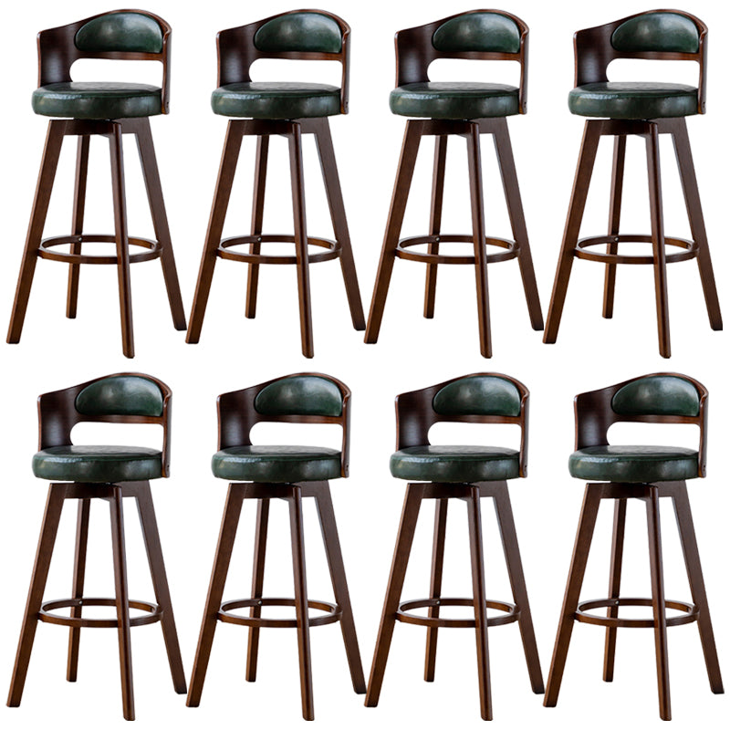 Low Back Dining Stools Round Armless Bar Stools with Wood Base