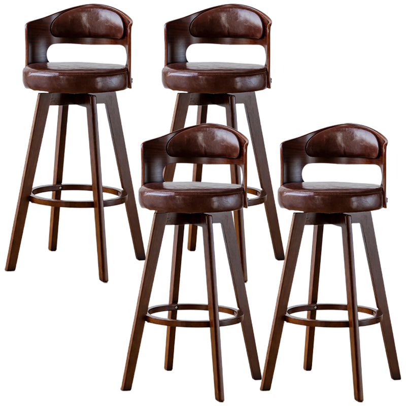 Low Back Dining Stools Round Armless Bar Stools with Wood Base