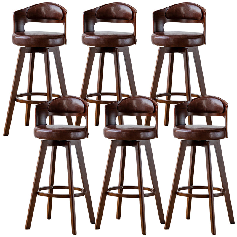 Low Back Dining Stools Round Armless Bar Stools with Wood Base