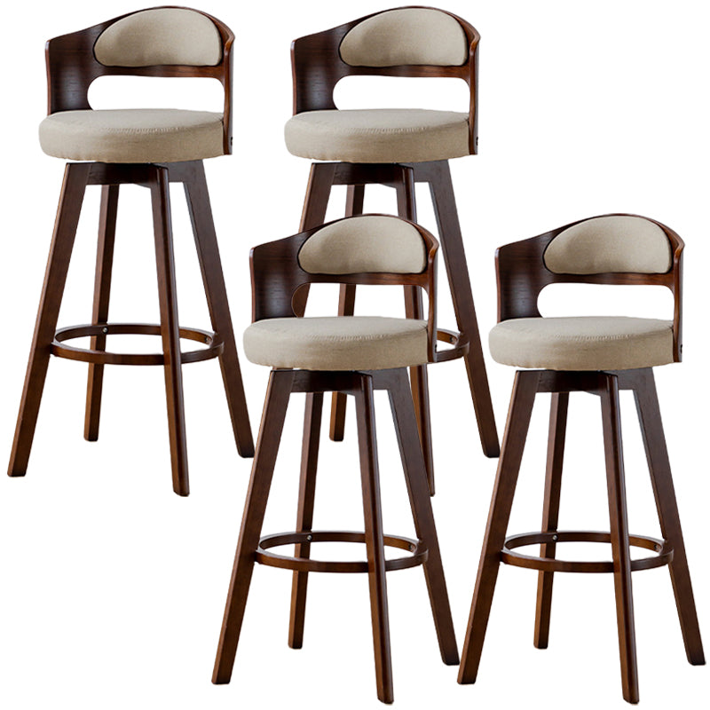Low Back Dining Stools Round Armless Bar Stools with Wood Base