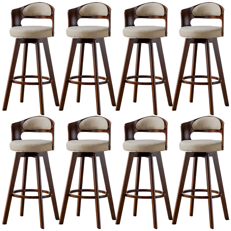 Low Back Dining Stools Round Armless Bar Stools with Wood Base