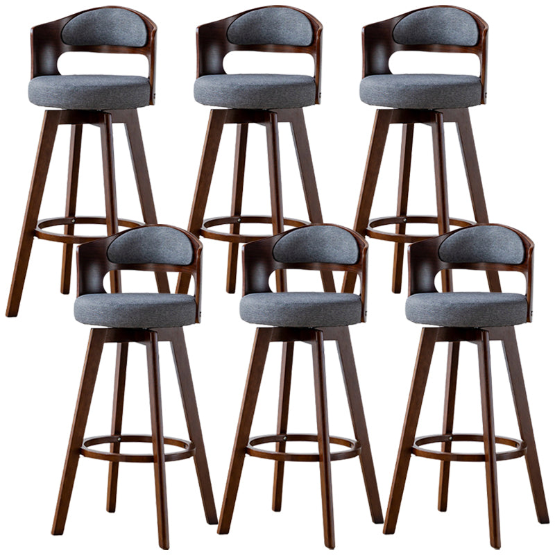 Low Back Dining Stools Round Armless Bar Stools with Wood Base