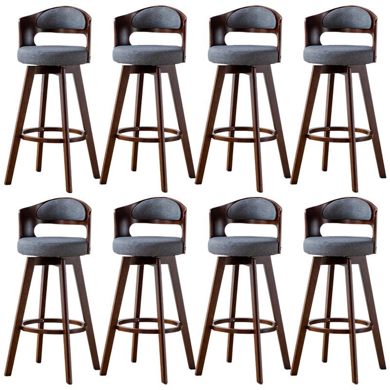 Low Back Dining Stools Round Armless Bar Stools with Wood Base