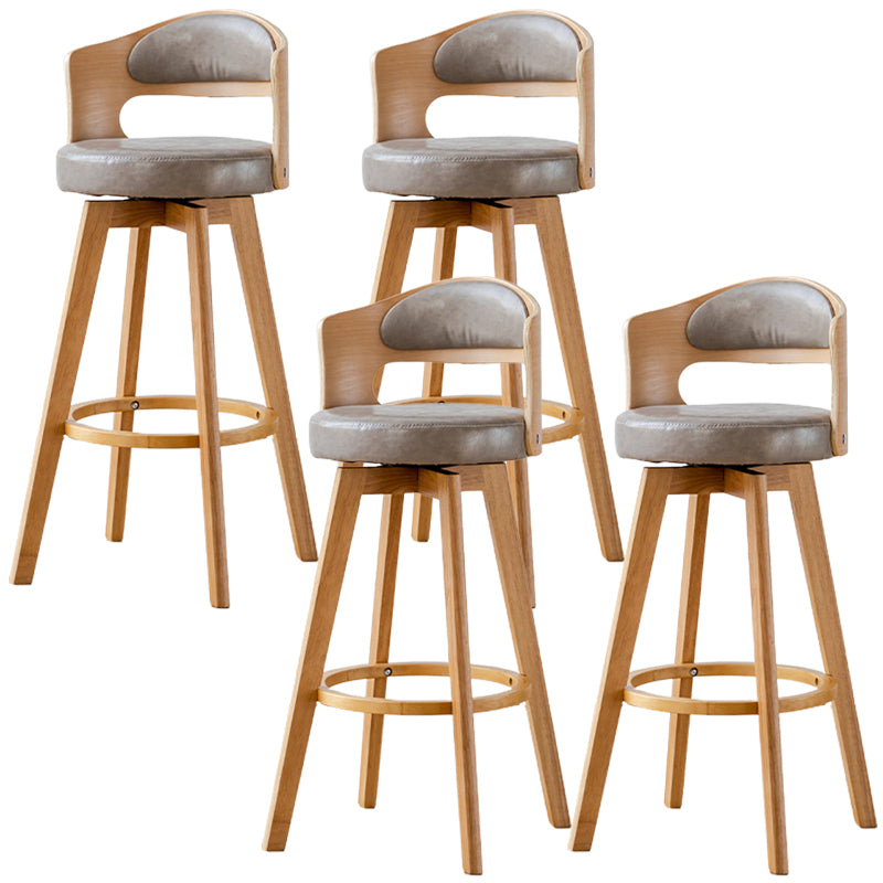 Low Back Dining Stools Round Armless Bar Stools with Wood Base