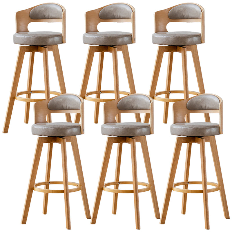 Low Back Dining Stools Round Armless Bar Stools with Wood Base