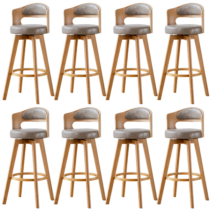 Low Back Dining Stools Round Armless Bar Stools with Wood Base