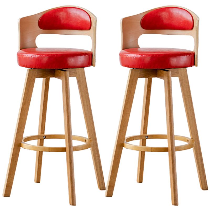 Low Back Dining Stools Round Armless Bar Stools with Wood Base