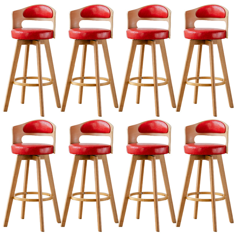 Low Back Dining Stools Round Armless Bar Stools with Wood Base