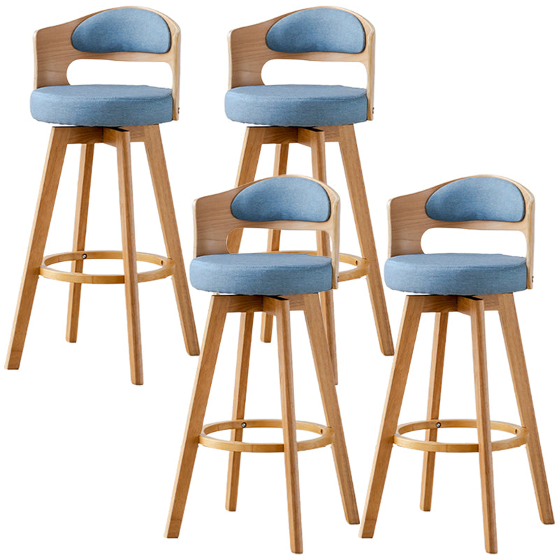 Low Back Dining Stools Round Armless Bar Stools with Wood Base