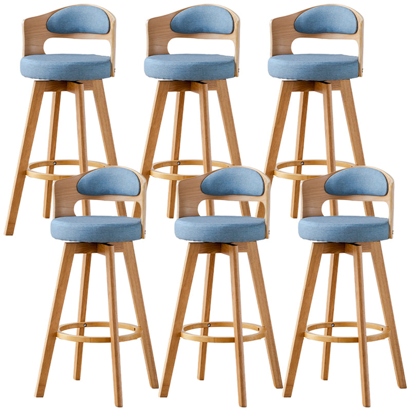 Low Back Dining Stools Round Armless Bar Stools with Wood Base