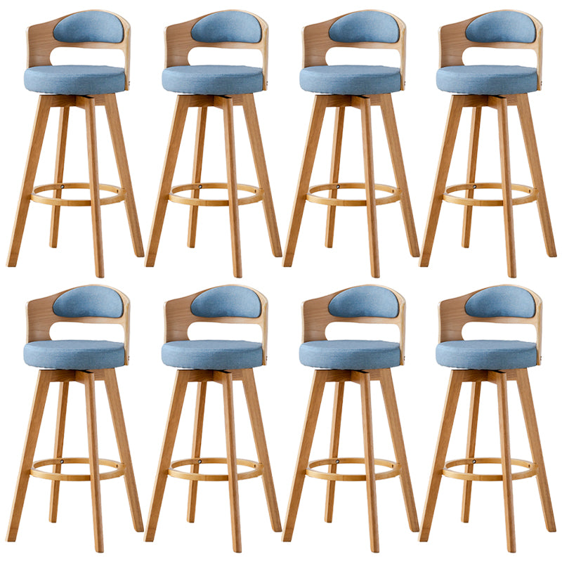 Low Back Dining Stools Round Armless Bar Stools with Wood Base