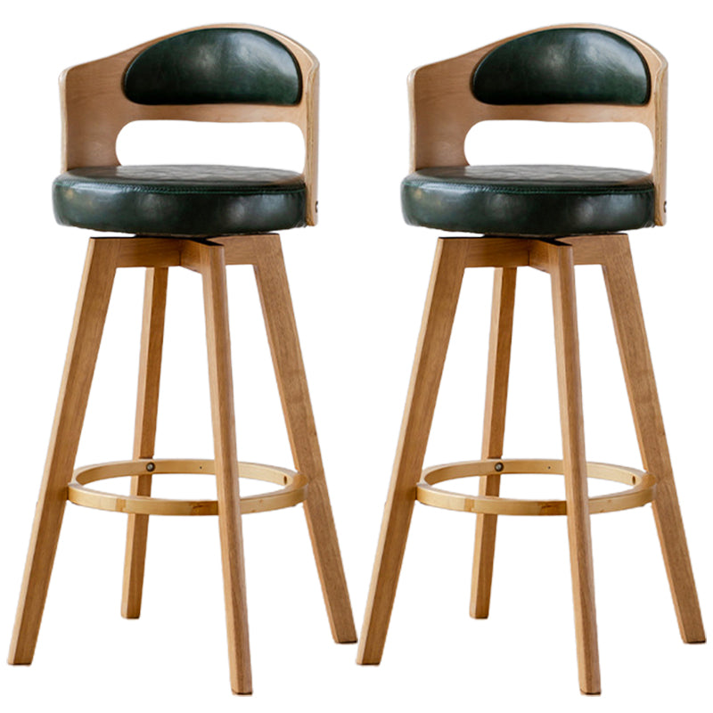 Low Back Dining Stools Round Armless Bar Stools with Wood Base