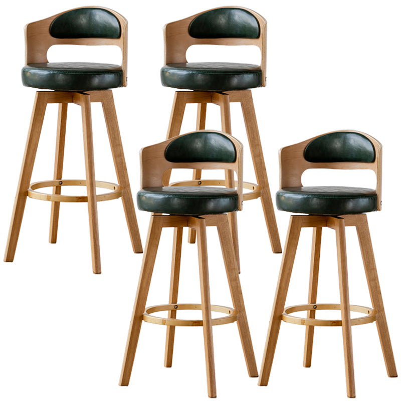 Low Back Dining Stools Round Armless Bar Stools with Wood Base