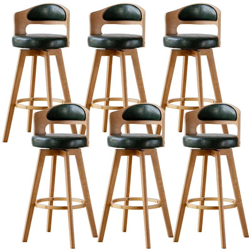 Low Back Dining Stools Round Armless Bar Stools with Wood Base