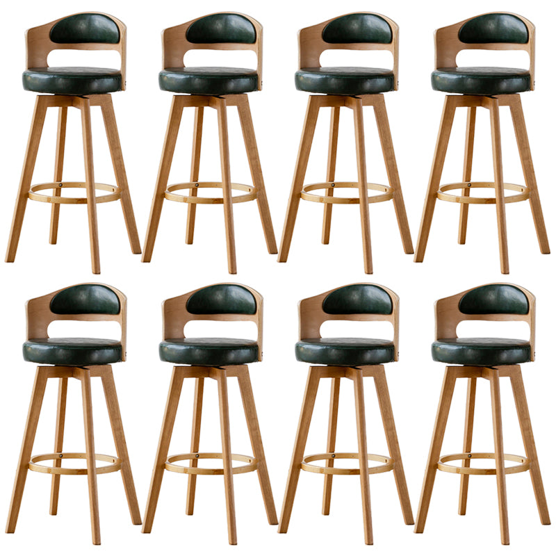 Low Back Dining Stools Round Armless Bar Stools with Wood Base