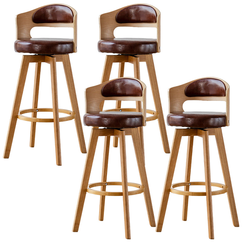 Low Back Dining Stools Round Armless Bar Stools with Wood Base