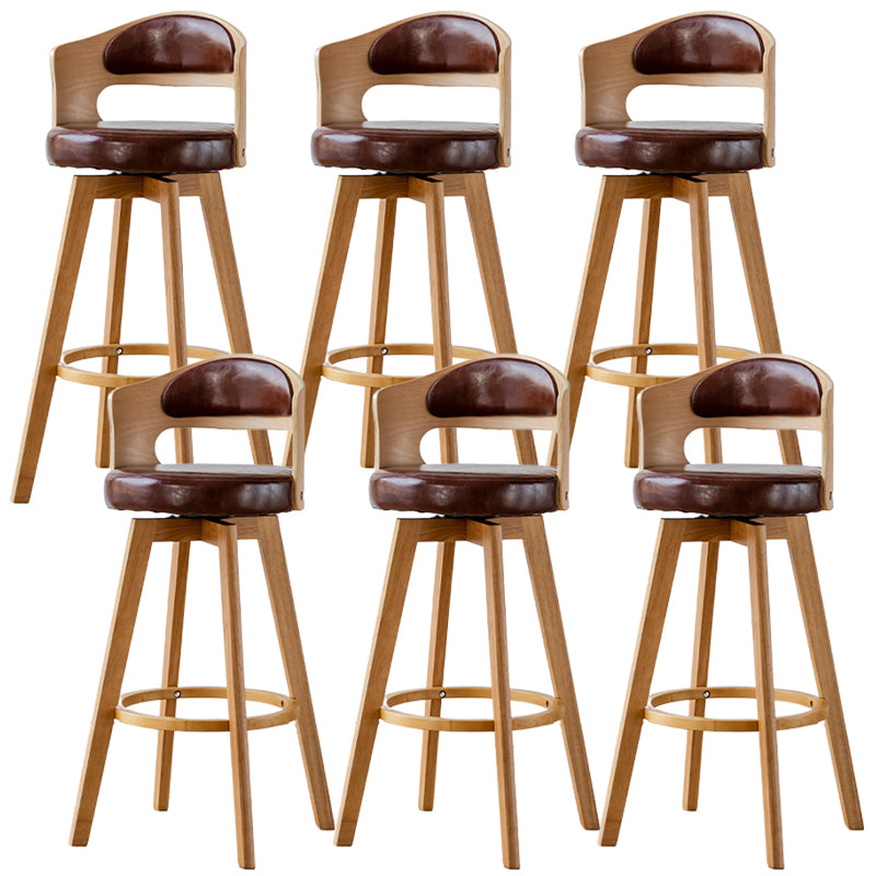 Low Back Dining Stools Round Armless Bar Stools with Wood Base