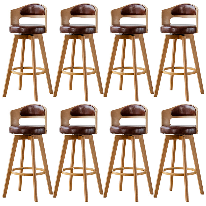 Low Back Dining Stools Round Armless Bar Stools with Wood Base