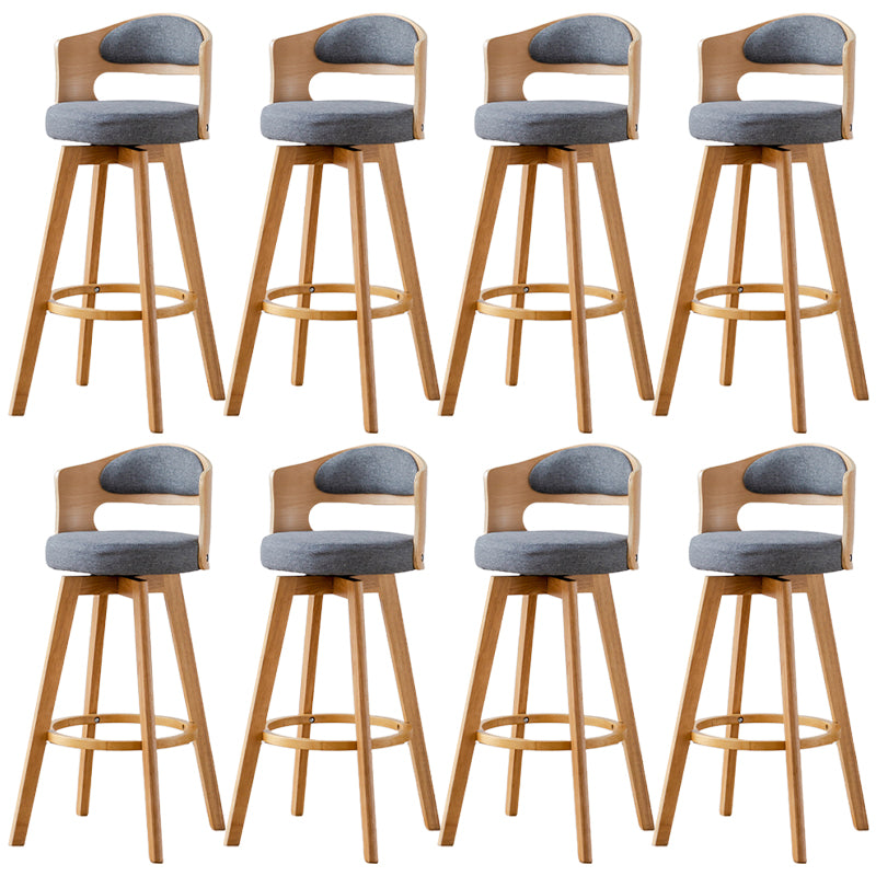 Low Back Dining Stools Round Armless Bar Stools with Wood Base