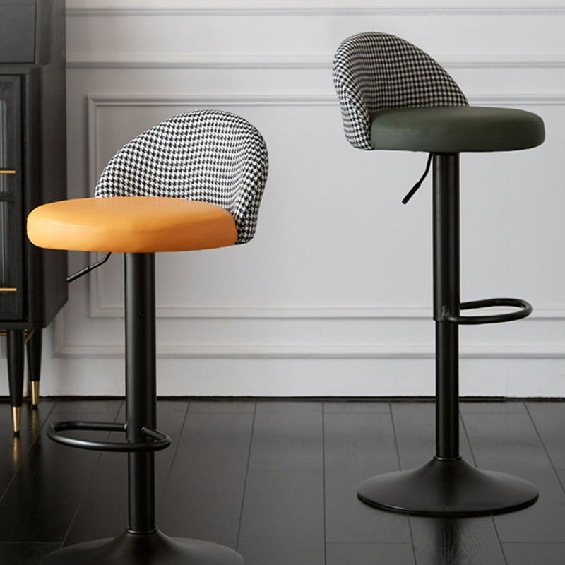 Low Back Dining Stools Adjustable Height Bar Stools with Cushion