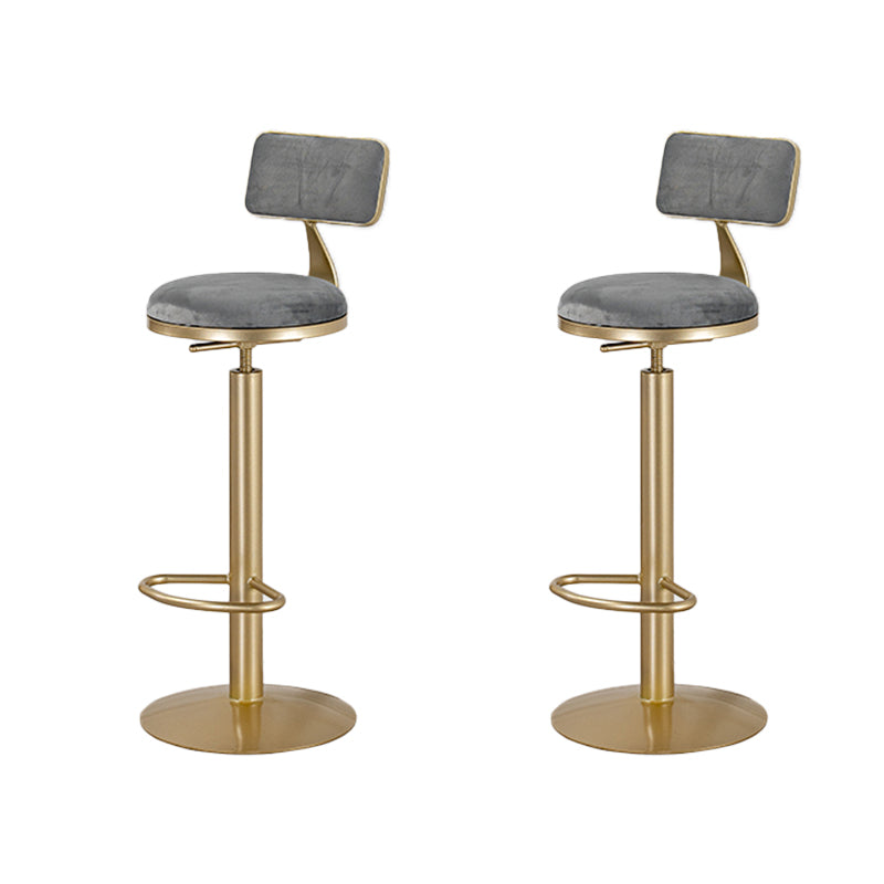 Adjustable Height Bar Stools Glam Dining Stools with Metal Base