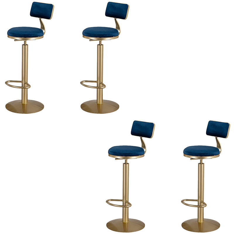 Adjustable Height Bar Stools Glam Dining Stools with Metal Base