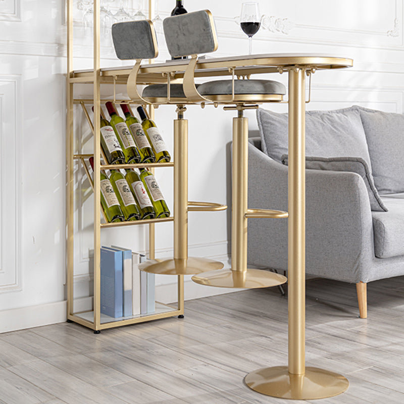 Adjustable Height Bar Stools Glam Dining Stools with Metal Base