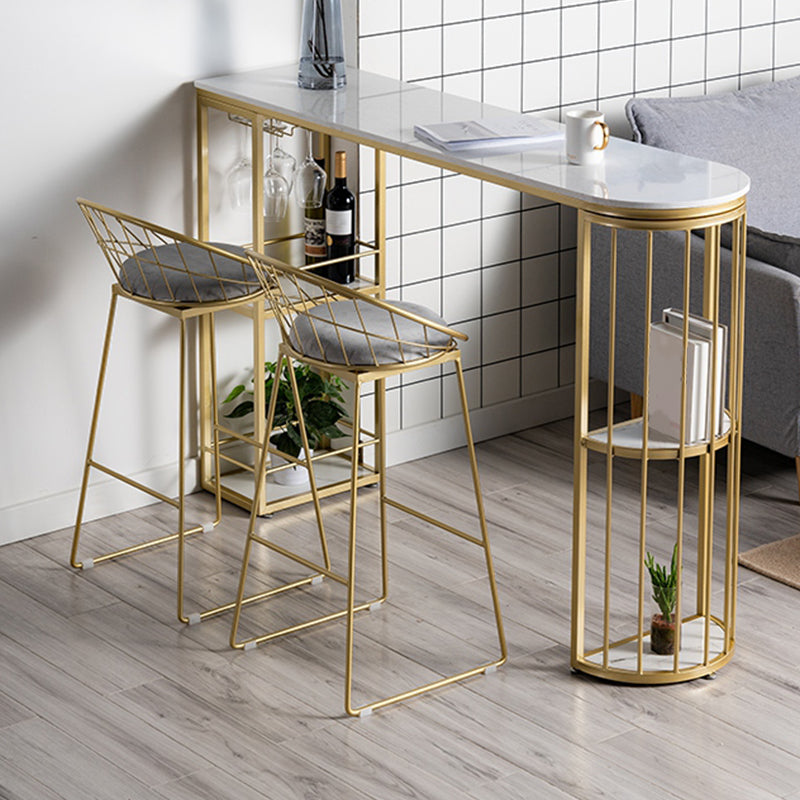 Round Low Back Dining Stools Armless Bar Stools with Metal Base