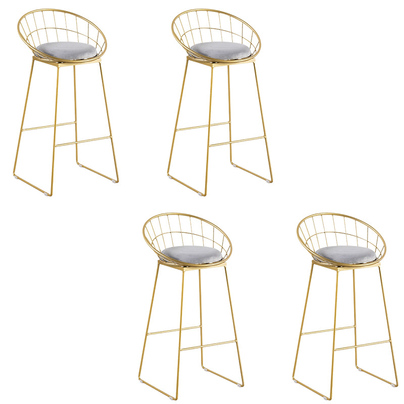Round Low Back Dining Stools Armless Bar Stools with Metal Base