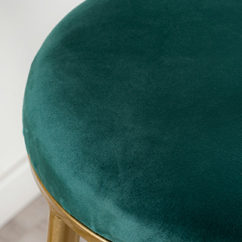 Round Low Back Dining Stools Armless Bar Stools with Metal Base
