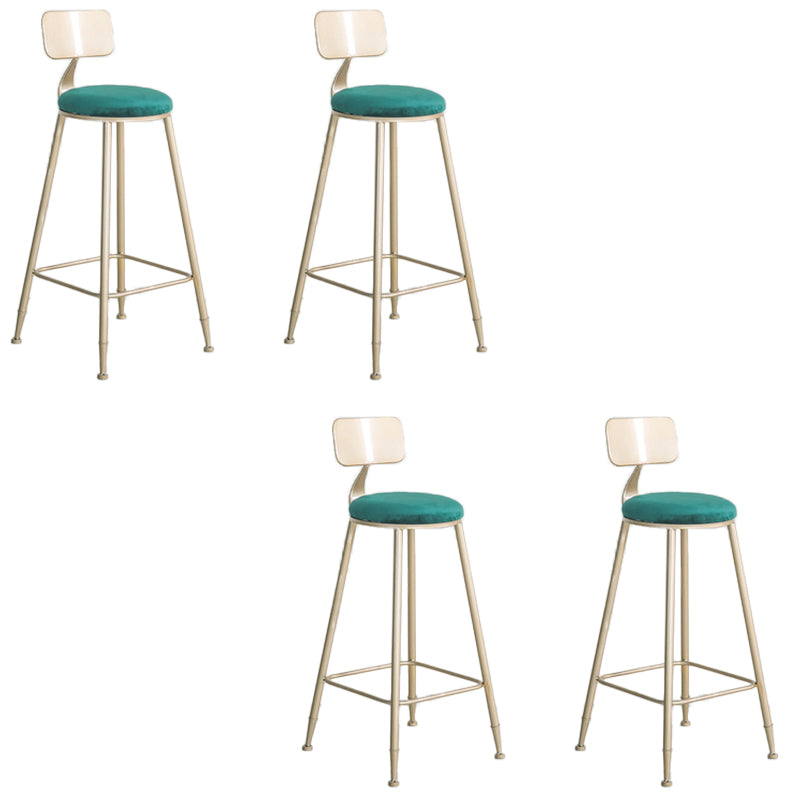 Round Low Back Dining Stools Armless Bar Stools with Metal Base