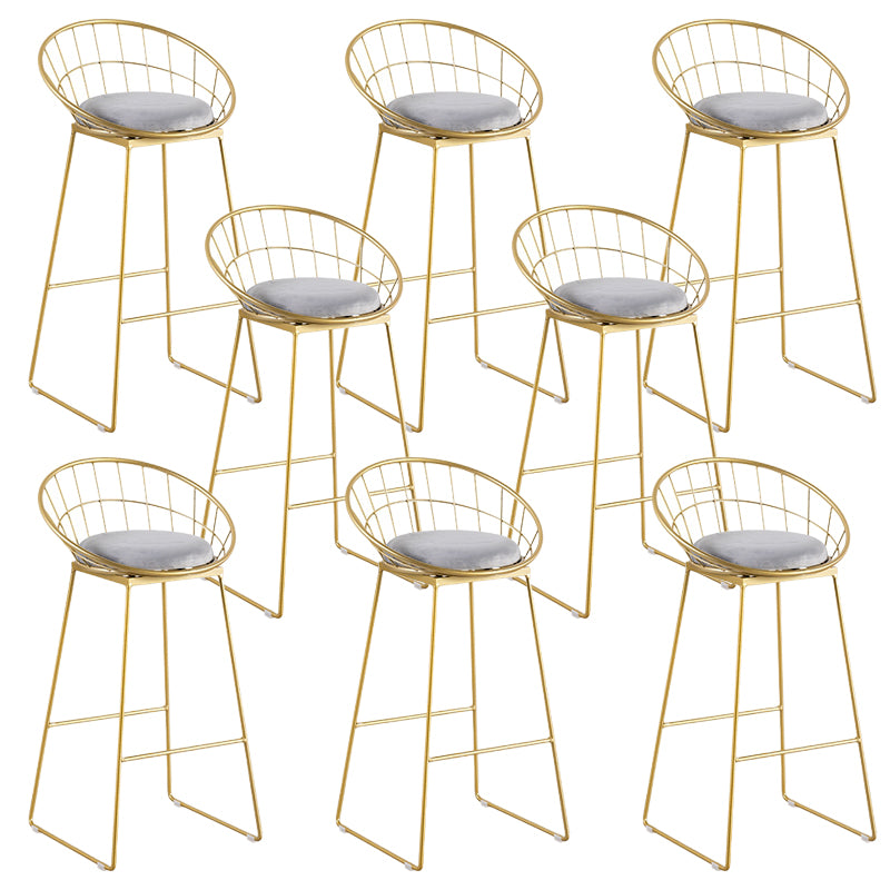 Round Low Back Dining Stools Armless Bar Stools with Metal Base