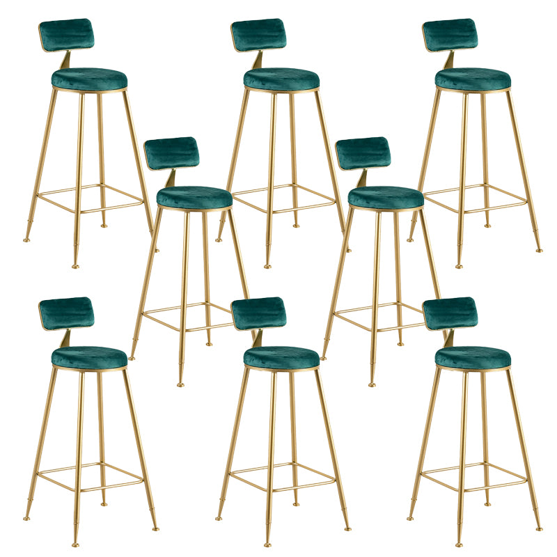 Round Low Back Dining Stools Armless Bar Stools with Metal Base