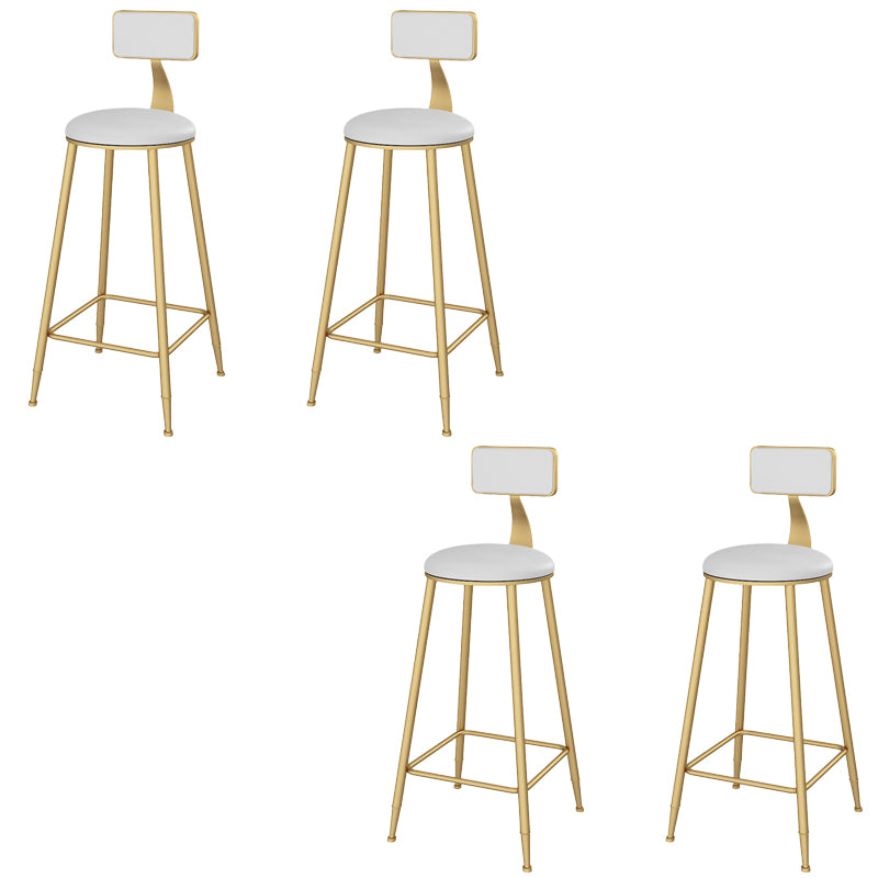 Low Back Faux Leather Dining Stools Armless Bar Stools with Metal Base