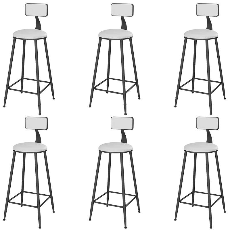 Low Back Faux Leather Dining Stools Armless Bar Stools with Metal Base