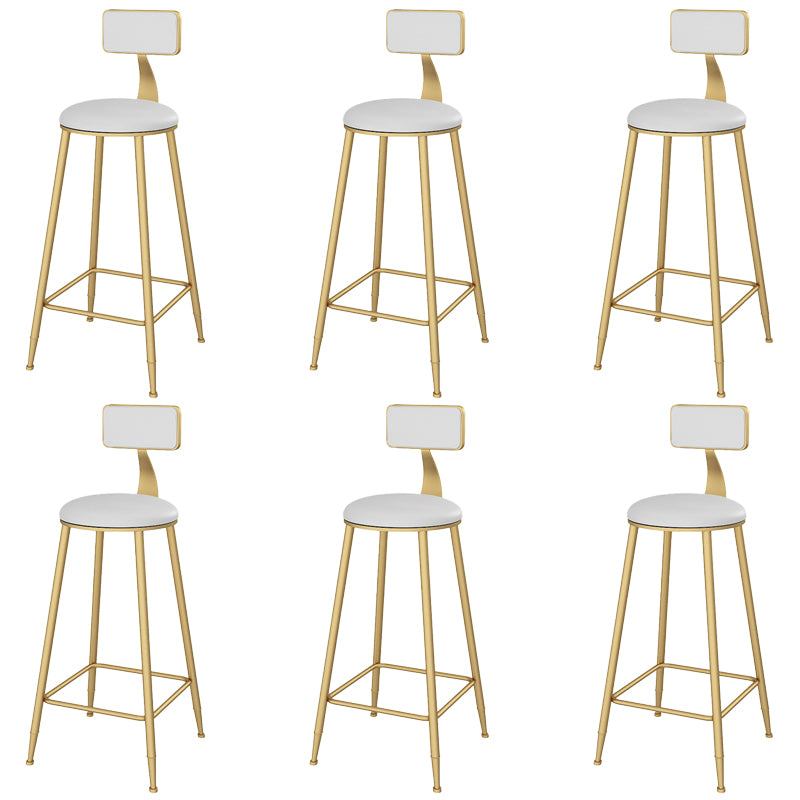 Low Back Faux Leather Dining Stools Armless Bar Stools with Metal Base