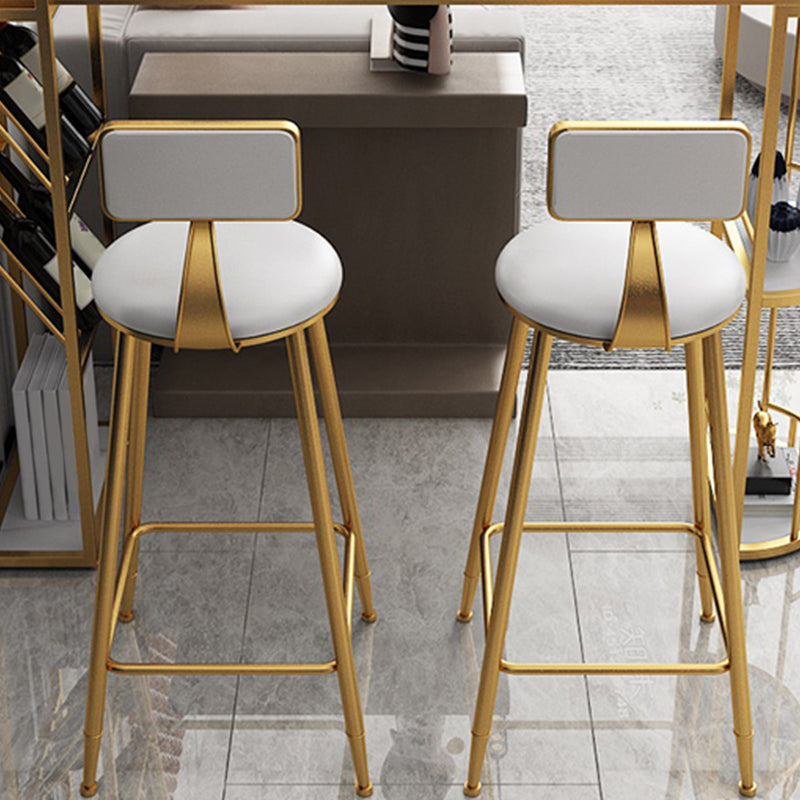 Low Back Faux Leather Dining Stools Armless Bar Stools with Metal Base