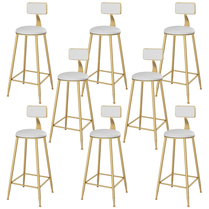 Low Back Faux Leather Dining Stools Armless Bar Stools with Metal Base
