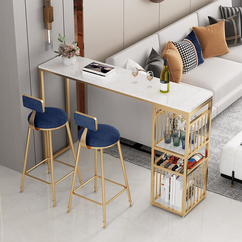 Low Back Bar Stool Glam Upholstered Dining Stool with Metal Base