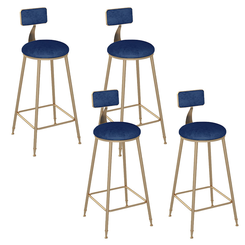 Low Back Bar Stool Glam Upholstered Dining Stool with Metal Base