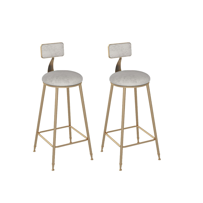 Low Back Bar Stool Glam Upholstered Dining Stool with Metal Base